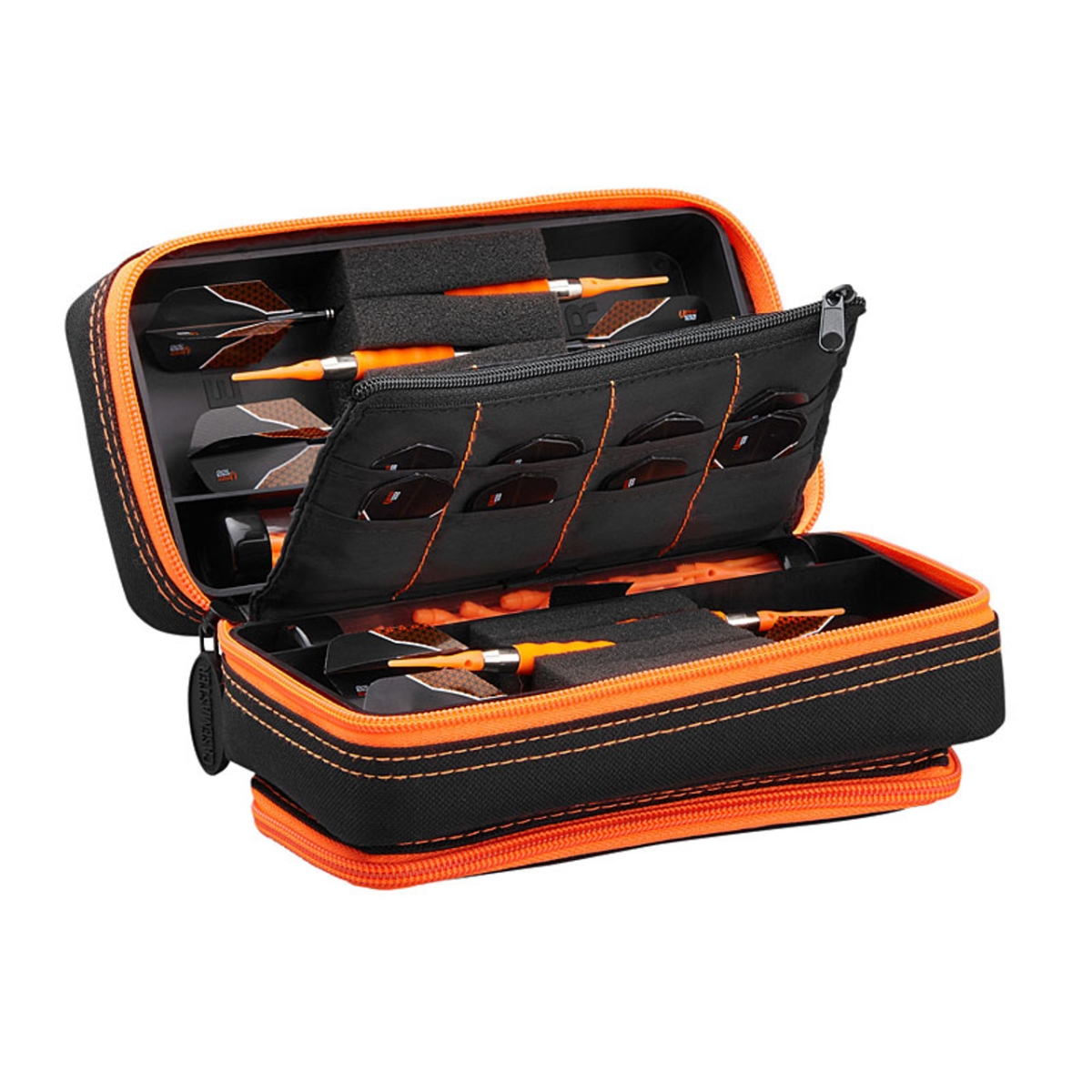 Picture of Casemaster 36-0702-09 Plazma Pro Dart Case with Zipper & Phone Pocket&#44; Black & Orange - 6 Darts