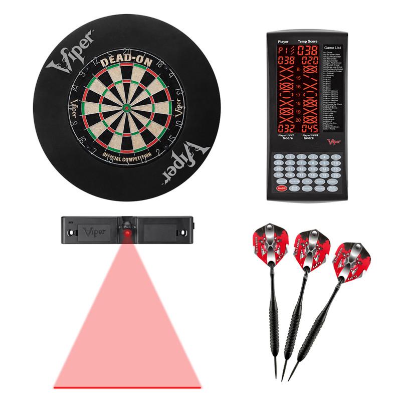 Picture of Viper 40-1051 Dead-On Bristle ProScore&#44; Black Mariah Steel Tip Darts 22 Grams&#44; Throw Line Light & Wall Defender&#44; Red