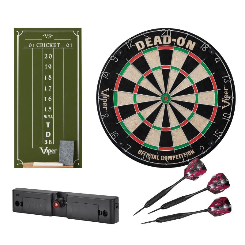 Picture of Viper 40-9004 Dead-On Bristle Small Cricket Chalk Scoreboard&#44; Throw Line Light & Black Mariah Steel Tip Darts 22 Grams&#44; Red
