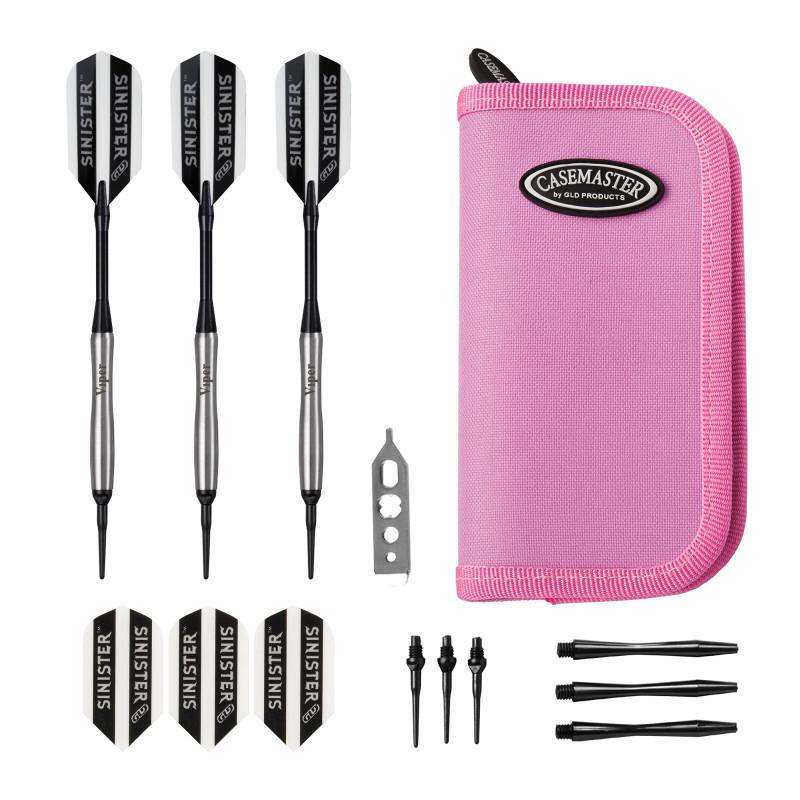 Picture of Viper 21-9058 Sinister Tungsten Soft Tip Darts Tapered Barrel 18 Grams & Casemaster Deluxe Pink Nylon Dart Case&#44; Silver