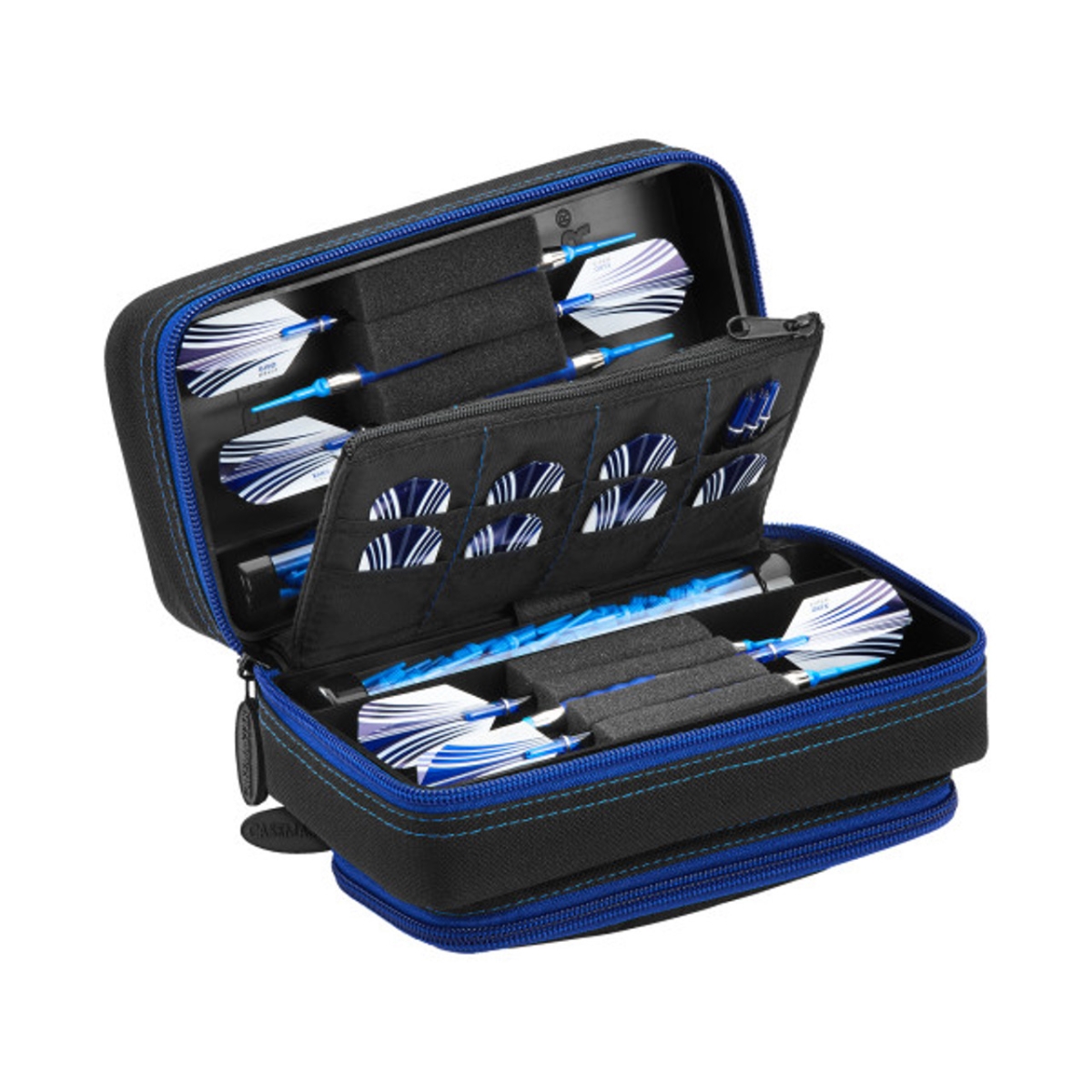 Picture of Casemaster 36-0702-16 Plazma Pro Dart Case with Zipper & Phone Pocket&#44; Black & Sapphire - 6 Darts