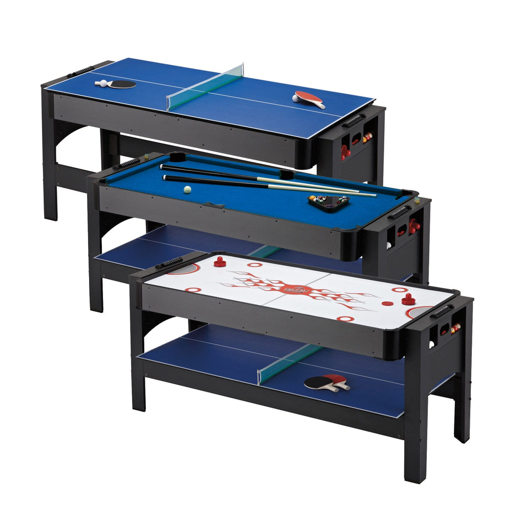 64-1051 6 ft. 3-in-1 Flip Multi-Game Table - Blue Top