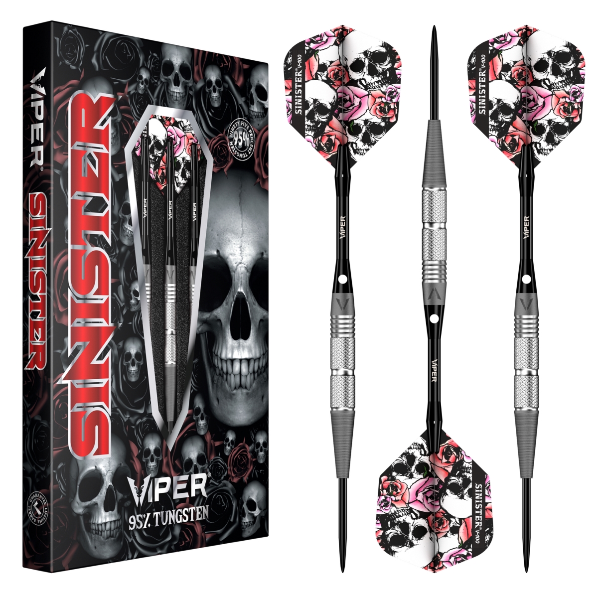 23-1027-21 21 g Sinister Tungsten Steel Tip Dart Set - Double Knurl