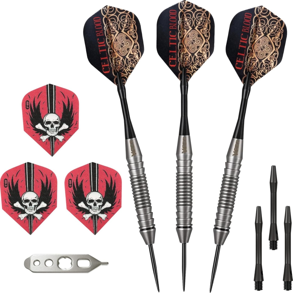 22-9010 22 g Underground Celtic Blood Steel Tip Darts & Casemaster Select Nylon Dart Case, Black