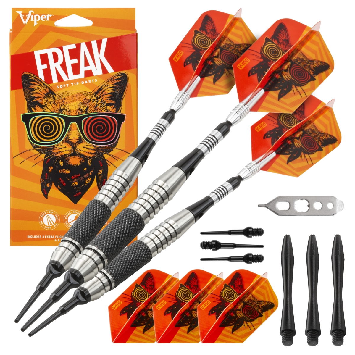 20-9046 18 g The Freak Soft Tip Darts Knurled & Grooved Barrel & Casemaster Select Pink Nylon Dart Case