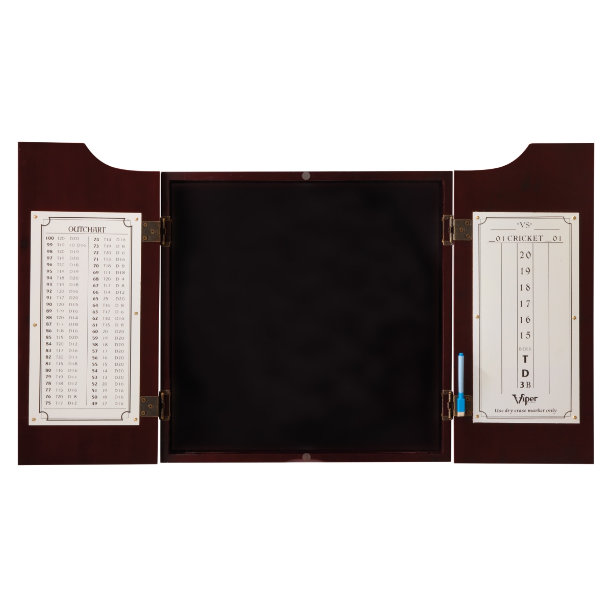 40-1036 22 g Hudson Dartboard Cabinet, Dead-On Bristle Dartboard Mariah Steel Tip Darts & Throw Line Light, Black