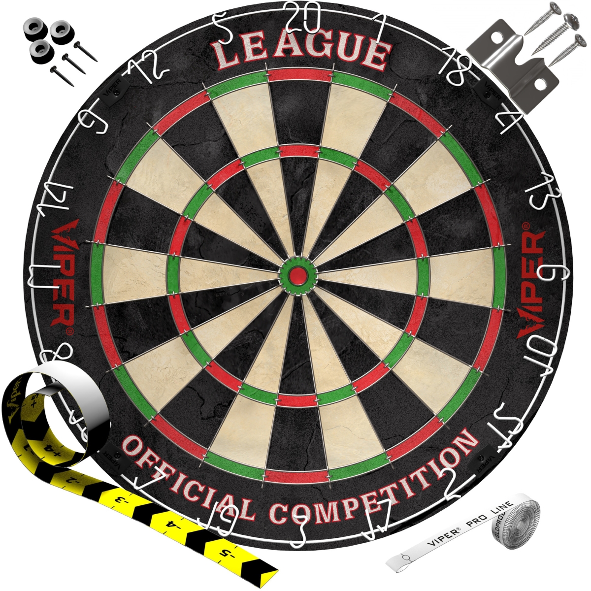 40-1053 League Sisal Dartboard, ProScore, Throw Line Light & Wall Defender