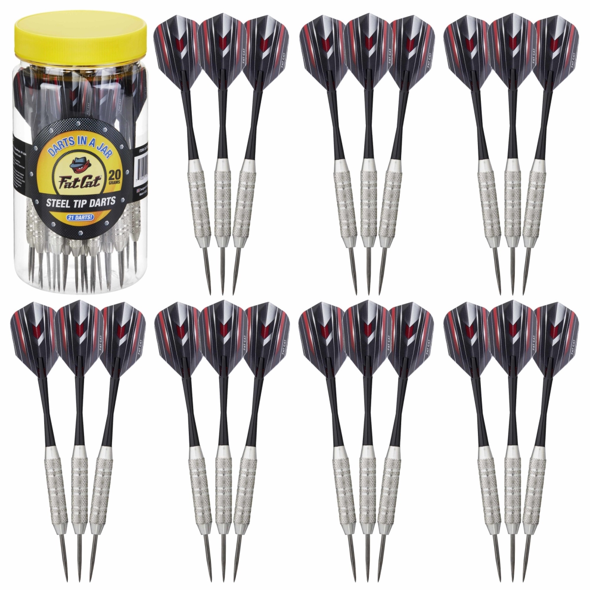 26-9052 20 g 21 Darts in a Jar Steel Tip with Patriot Dart Flights