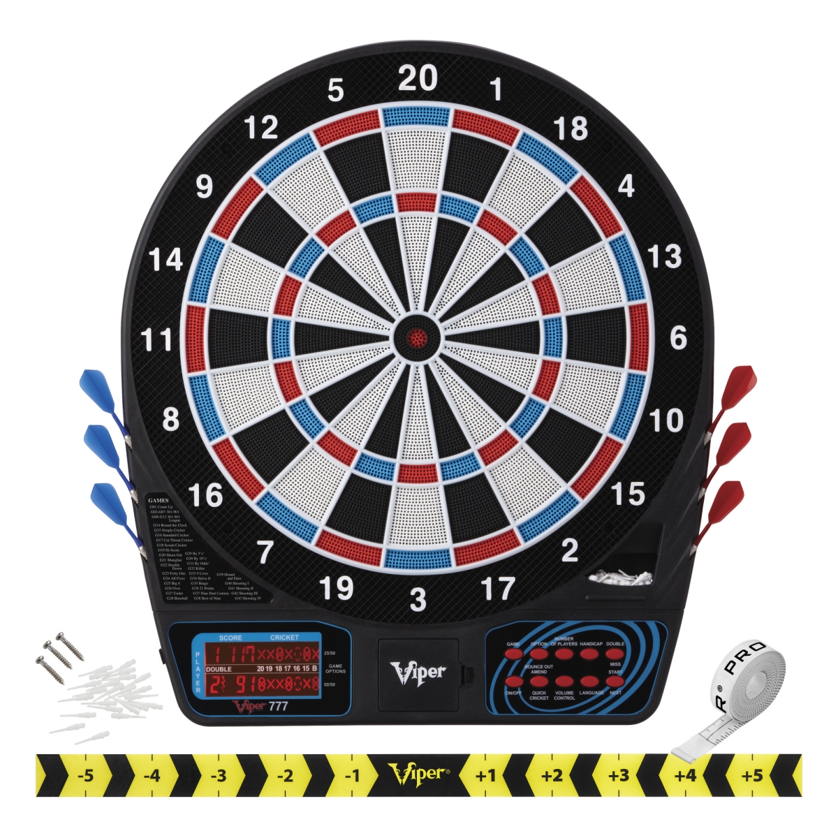 42-9046 777 Electronic Dartboard Patriot Dart Set
