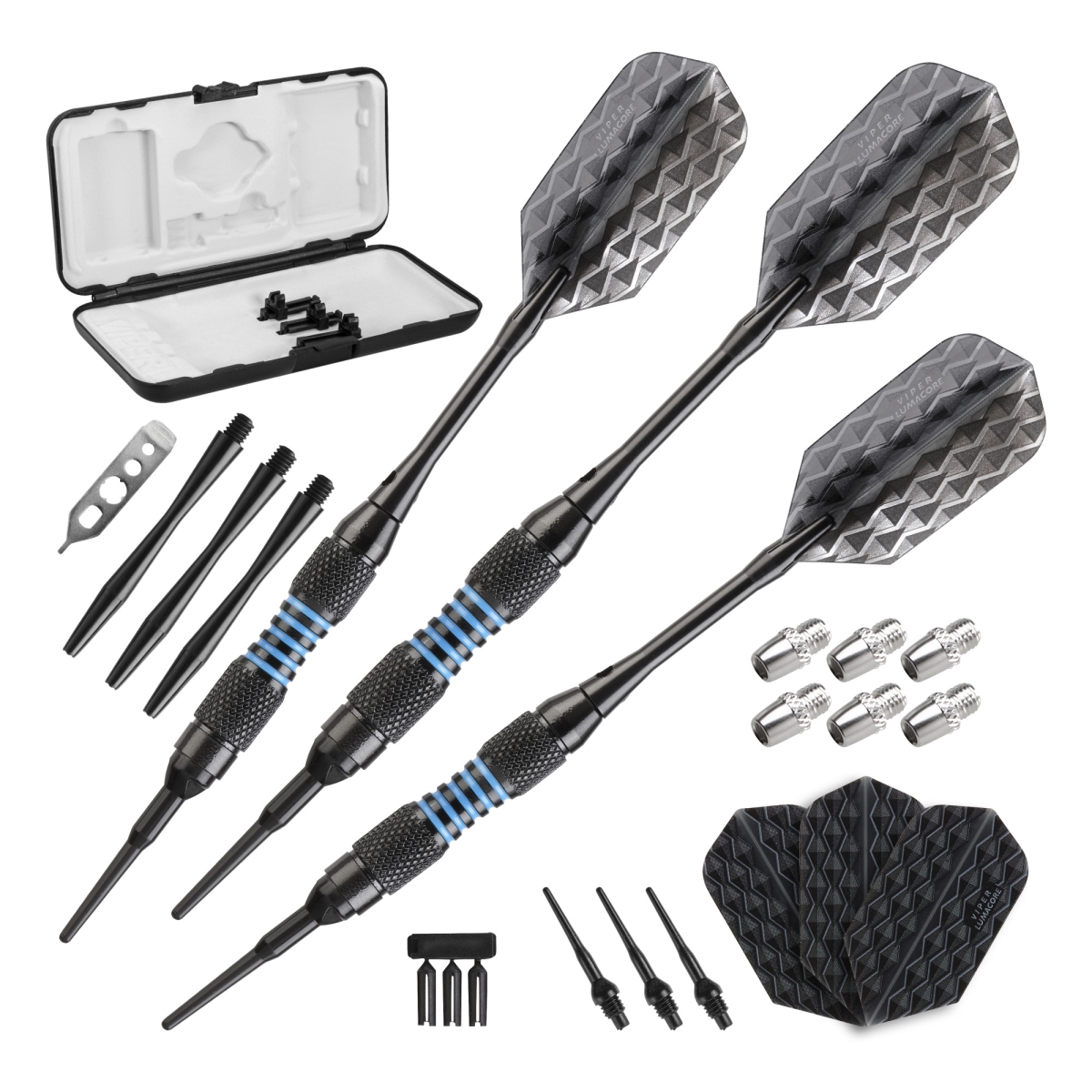 20-9094 16-19 g Bobcat Adjustable Weight Conversion Dart Set, Blue Rings