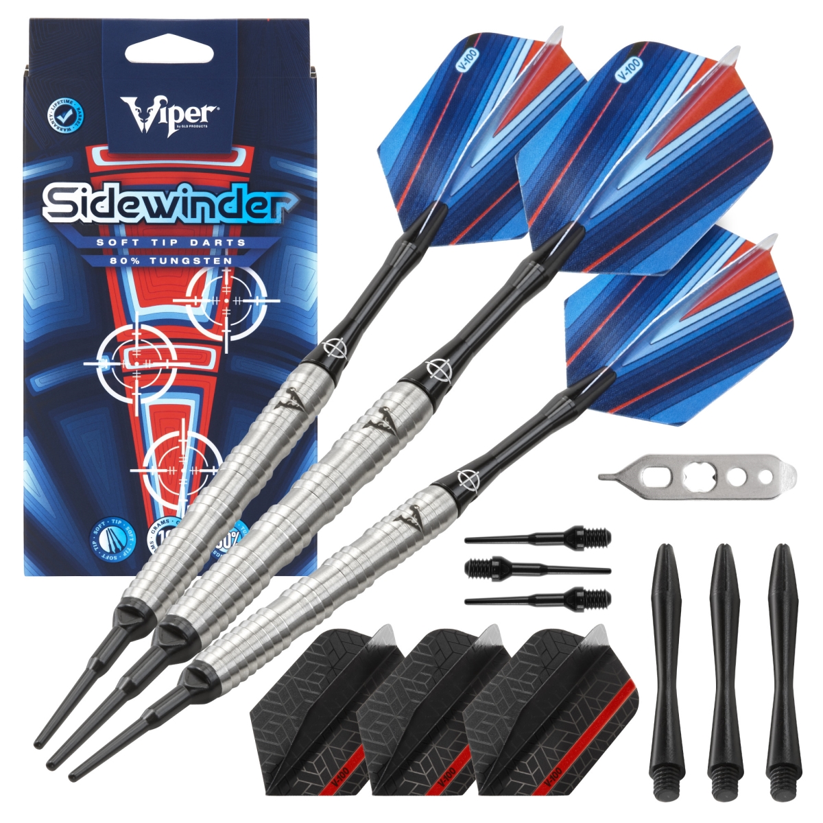 21-9023 18 g Sidewinder Tungsten Soft Tip Darts Shark Fin Barrel & Casemaster Realtree Hardwoods Deluxe Camouflage Dart Case