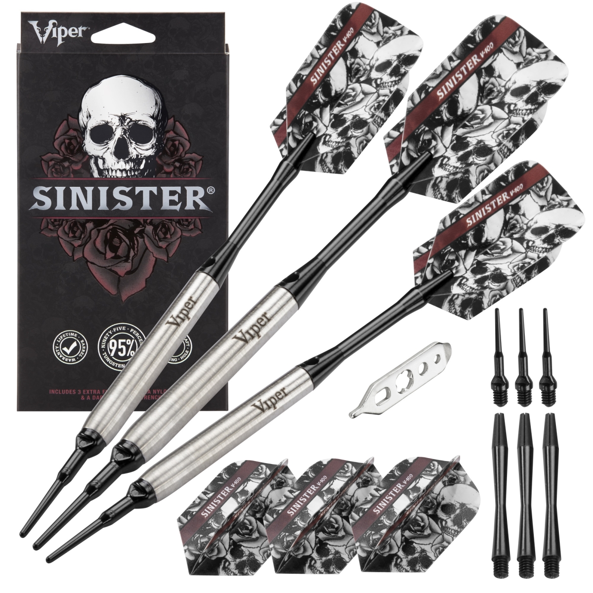 21-9069 16 g Sinister Tungsten Soft Tip Darts Smooth Barrel & Casemaster Select Pink Nylon Dart Case