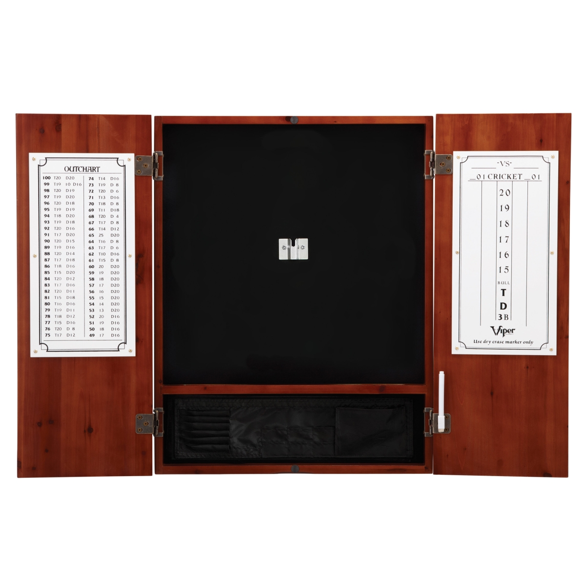 25 g Metropolitan Cinnamon Steel Tip Dartboard Cabinet, Dead-On Bristle Dartboard, Underground Raven Steel Tip Darts & Throw Line Light