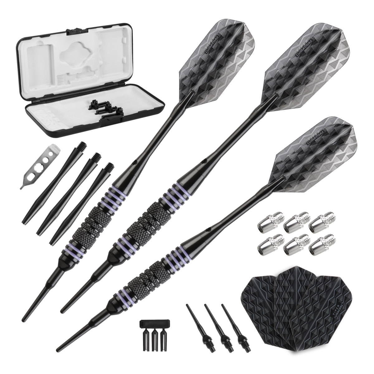 20-9095 16-19 g Bobcat Adjustable Weight Conversion Dart Set, Purple Rings