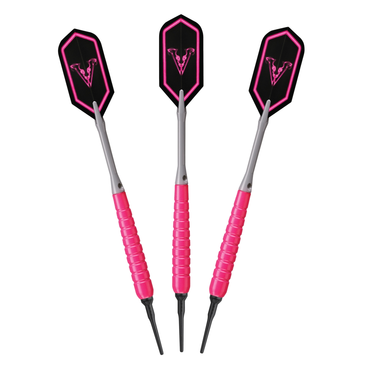 20-9062 18 g V Glo Soft Tip Pink, Casemaster Single Black Dart Case & 2BA Tufflex Tips III- Neon Pink- 100 Count