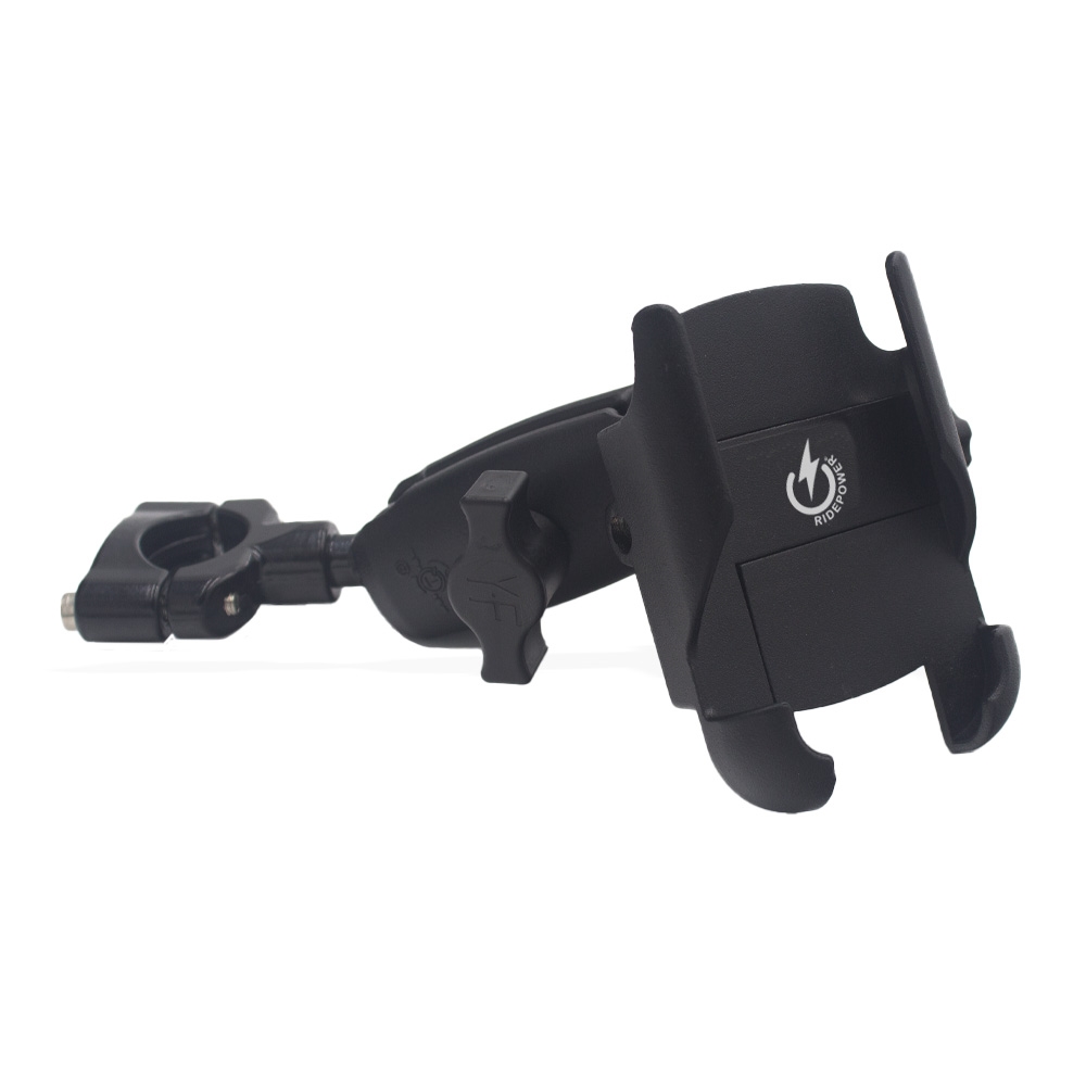 Picture of RidePower RPMTLBKBALL Metal Phone Mount with articulating Ball Mount for (7/8&apos; to 1 1/4&apos;) Handlebar or Stem or Mirror mount