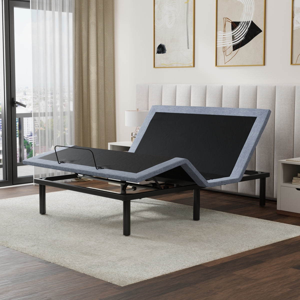 OS5TXL OS5 Black & Gray Twin Size Adjustable Bed Base with Head & Foot Massage - Extra Large