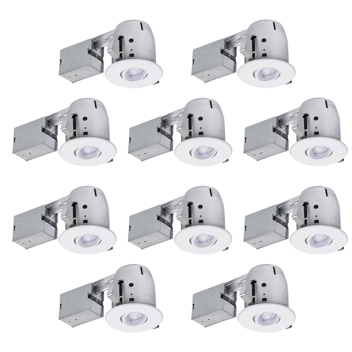 Picture of Globe Electric 90540 4 in. Swivel Round Trim Recessed Lighting Kit - White&#44; 3.88 in. Hole Size - Pack of 10