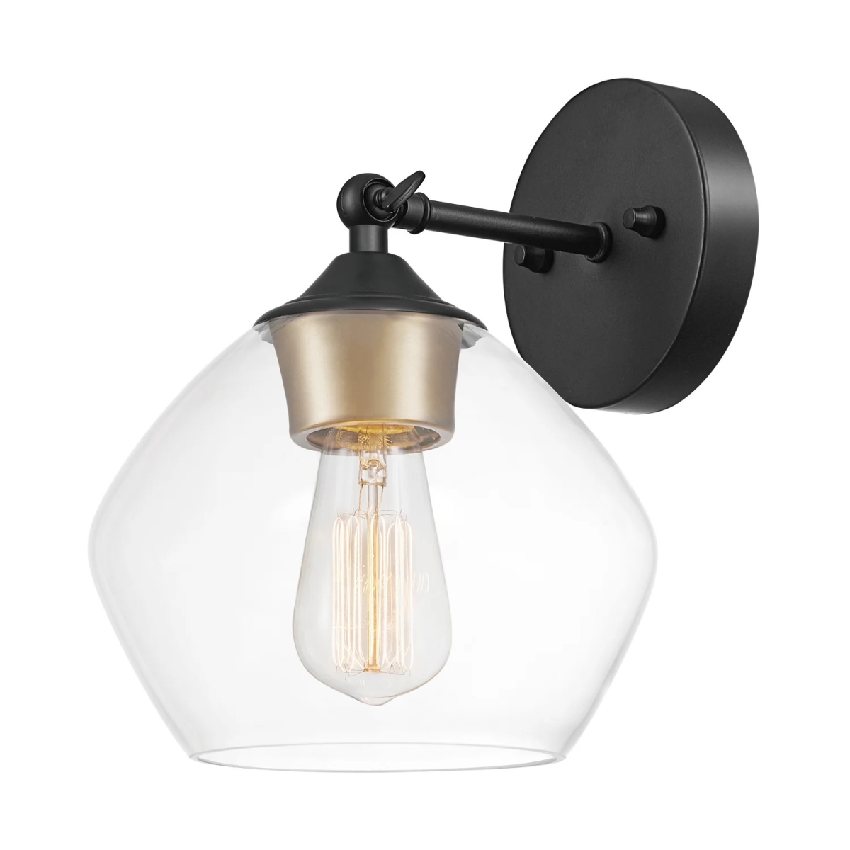 Picture of Globe Electric 91010169 60W 1-Light Wall Sconce with Clear Glass Shade - Matte Black