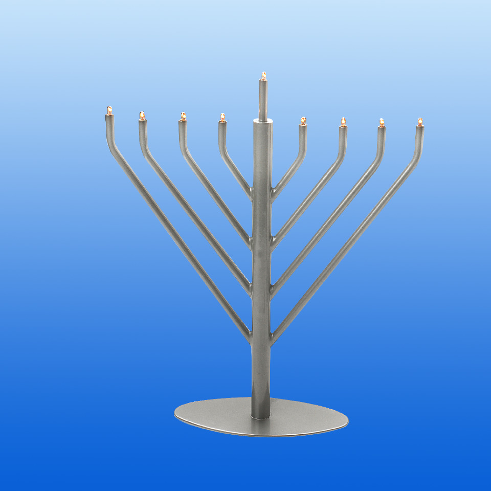 Picture of Israel Giftware EM-19P Electric Pewter Menorah with Clear & Bulbs&#44; Blue