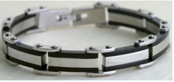 Jewelry Silver & Black 2 Bracelet - Size 8.5
