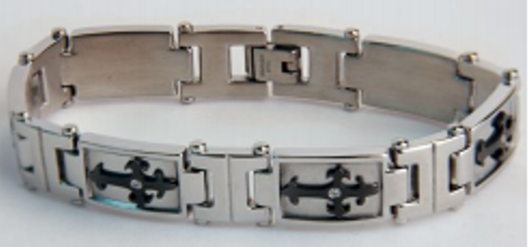 Jewelry Silver Bracelet Black Crosses