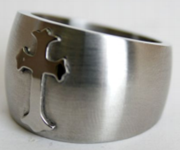 Picture of Germ Free Games SSPRING2294-9-5 Jewelry Stainless Steel Ring Big Cross