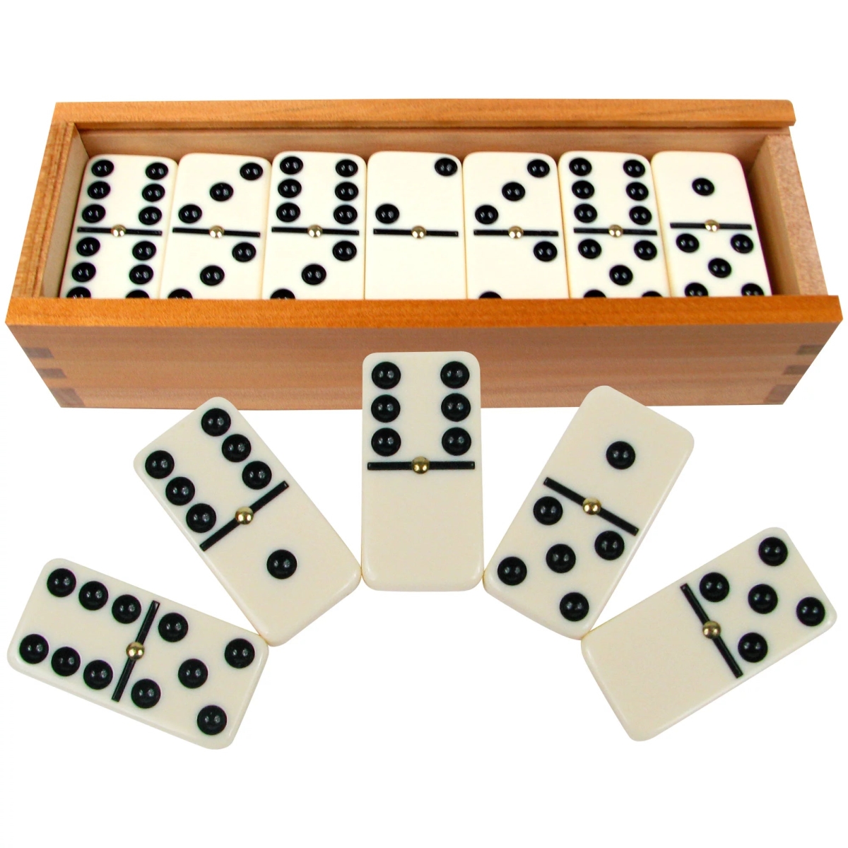 Double Six Dominoes Tile Board Game with Wood Case