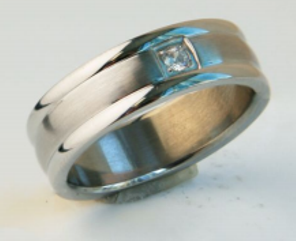 Jewelry Stainless Steel Ring Center Stone - Size 12