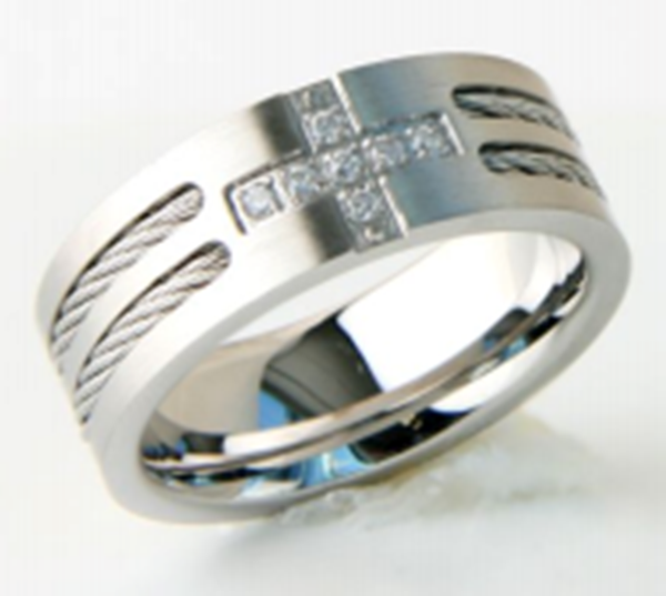 Jewelry Stainless Steel Cross Ring - Size 12