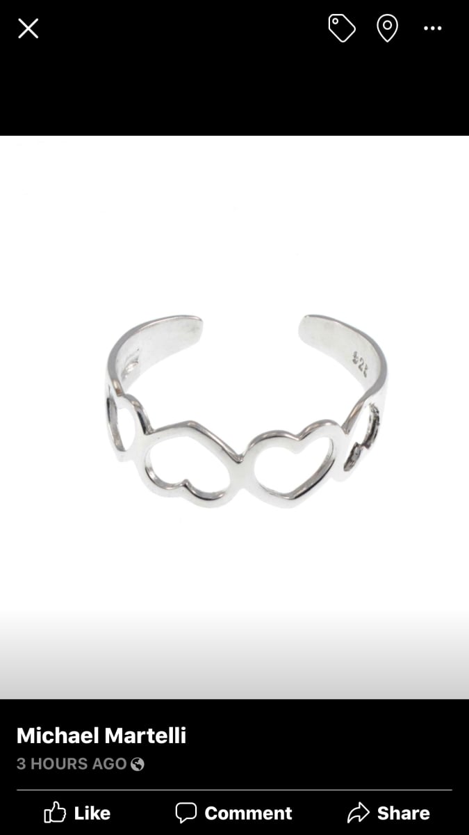 E5362 Jewelry Sterling Silver 999 Open Hearts Toe Ring