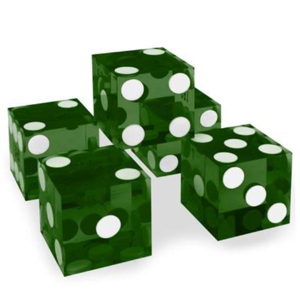 TAR-5145-369-GR 19 mm Green Casino Dice with Razor Edges