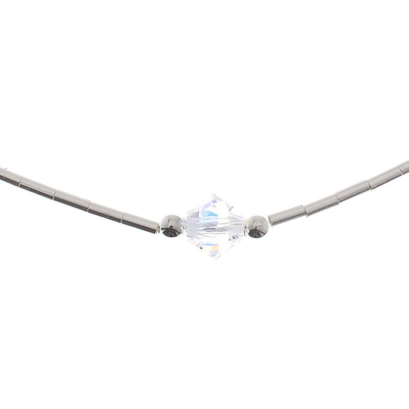 Picture of MAGM P120-16 CLEARAB 10 in. Jewelry Ankle Bracelet Sterling Silver Clear Crystal on A Bead Chain Anklet