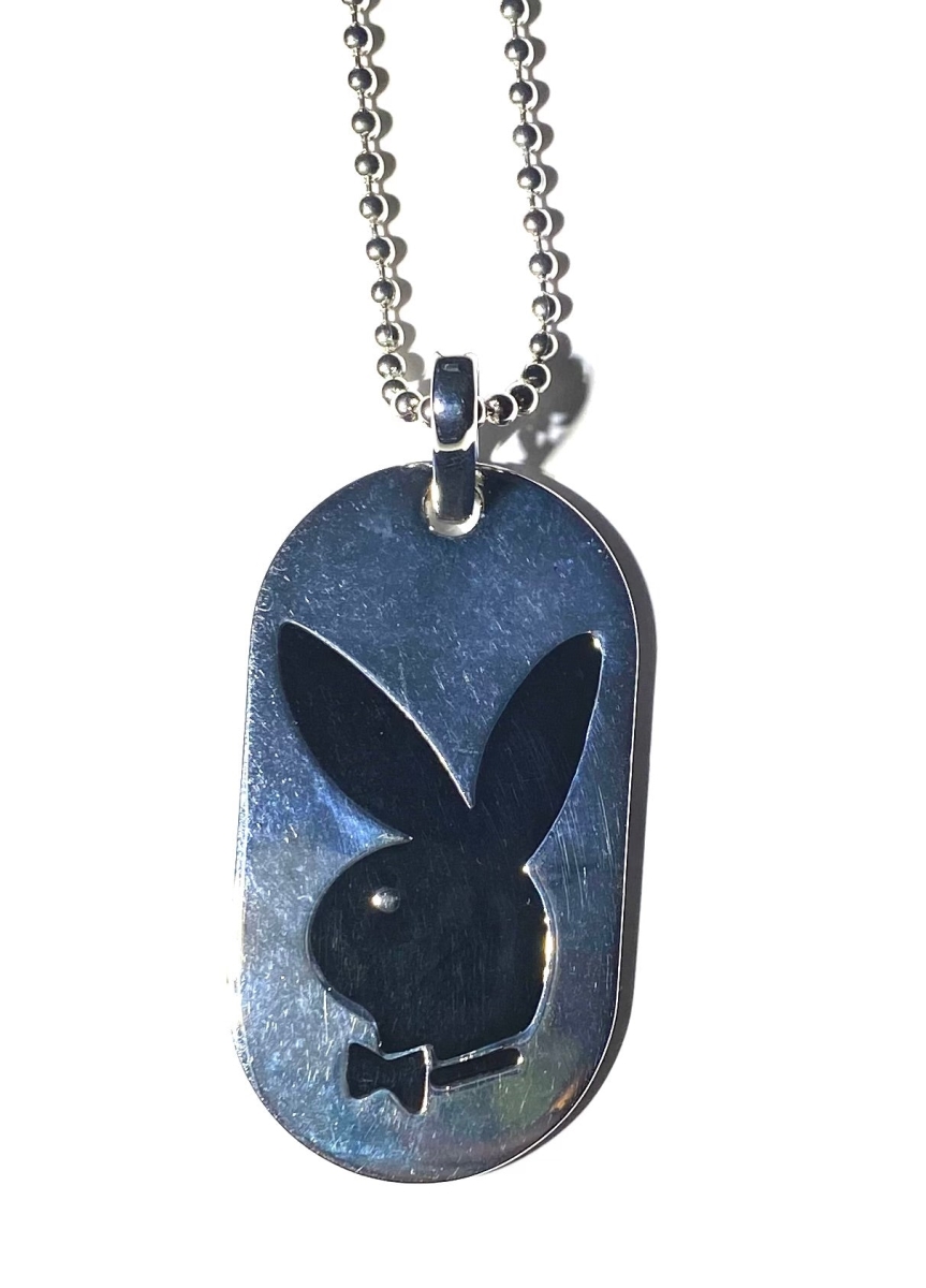 Playboy-Dogtag-1 Playboy Jewelry Stainless Steel  Dog Tag chain with Black Face