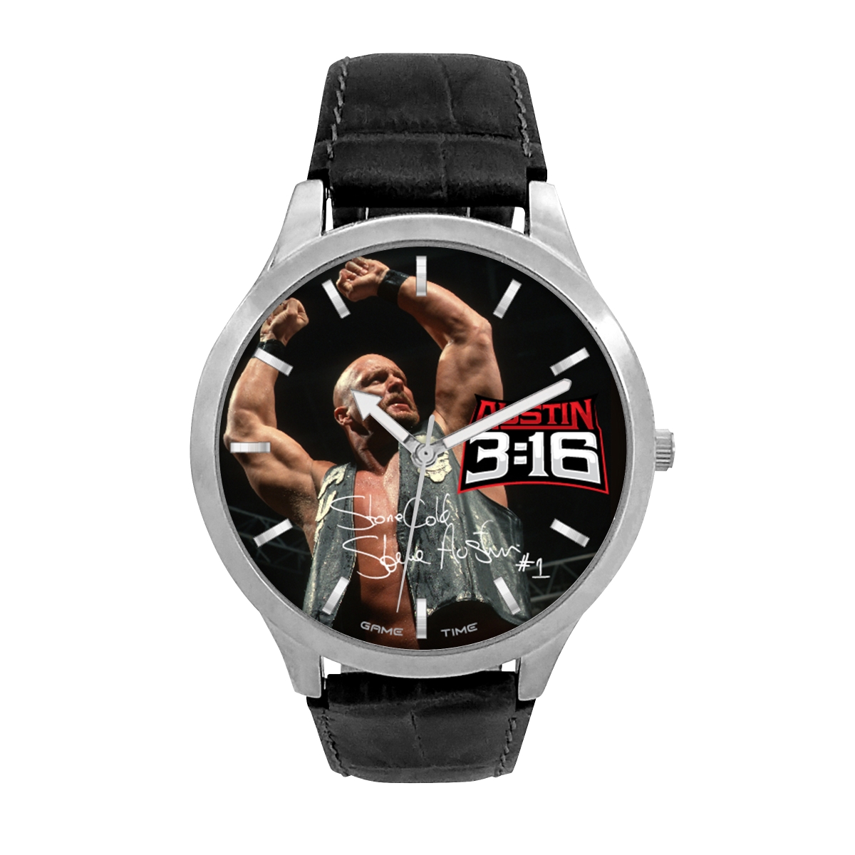 Picture of Gametime WWE-PIK-AUS Steve Austin Pioneer Black Series Watch for Unisex