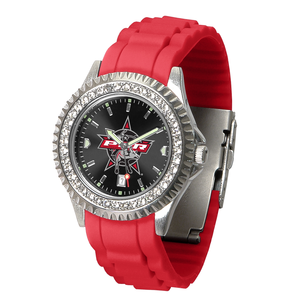 Picture of Game Time Watches PBR-SPK-BKD-RB Professional Bull Riders Sparkle Series Red Band Watch