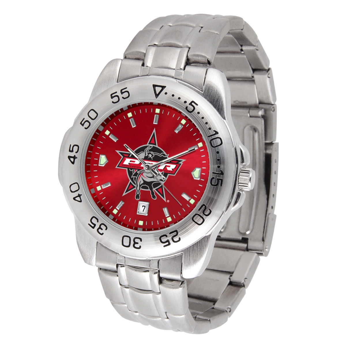 Picture of Game Time Watches PBR-STE-RED Professional Bull Riders Sport Steel Series Red Dial Watch