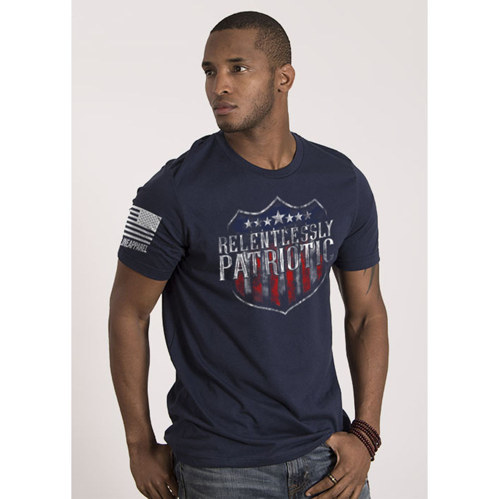 NLARPATTSMIDNIGHTNAVYS Mens Relentlessly Patriotic T-Shirt, Midnight Navy - Small