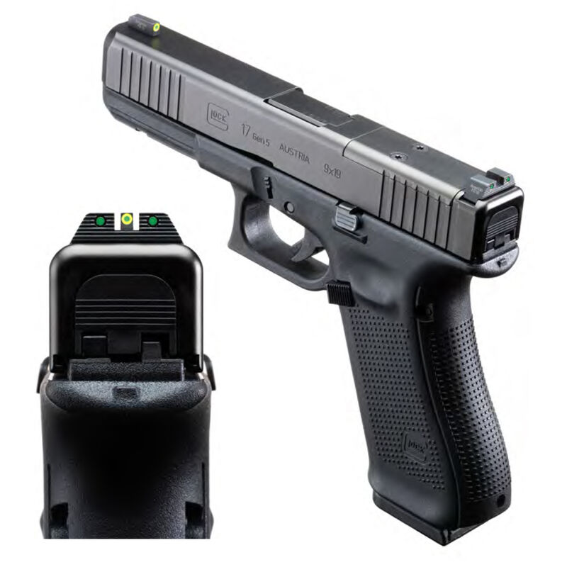 Picture of Ameriglo AMGGL816 Outline Front Serrated Rear Tritium Trooper Three Dot Sight for Glock 17 & 19 GL-816&#44; Green & Black