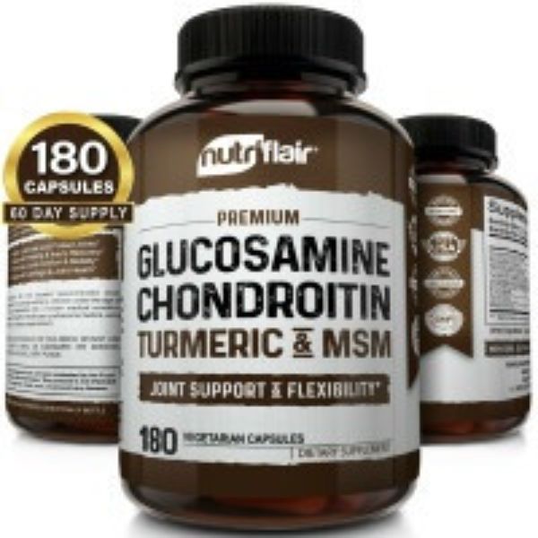Picture of NutriFlair kett8641 Bones Joint Support Pills Glucosamine Chondroitin Turmeric & MSM 180 Capsules