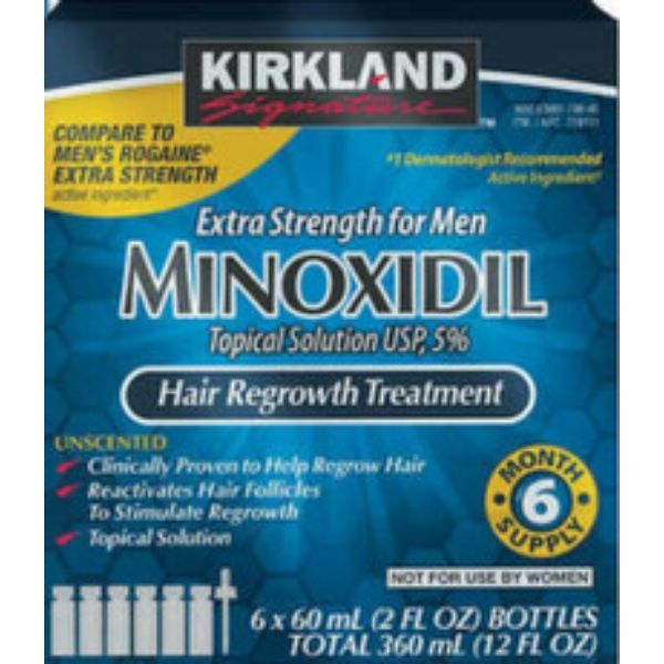 Picture of 212 Main KIKLNT689 2 oz Kirkland Minoxidil 5 Percentage Extra Strength Men 6 Month Supply Hair Regrowth Treatment