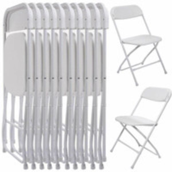Picture of 212 Main G45 Commercial Wedding Quality Stackable Plastic Folding Chairs, White - Pack of 10
