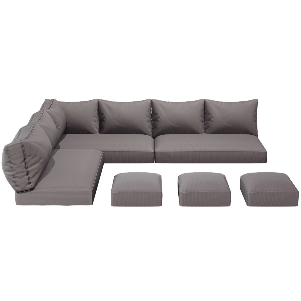 Picture of Rattan 3456 7 Pieces Outdoor Rattan Sectional Sofa Patio Furniture cusion set dark grey
