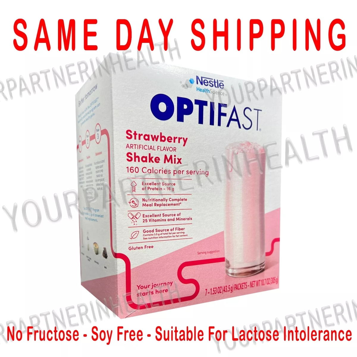 Picture of Optifast  09098120 Optifast 800 Powder Shake | 5 Boxes | Strawberry | 35 Servings Fresh &