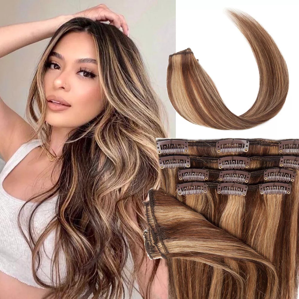 Picture of CLEARANCE  Waall 100% Human Hair Extensions 8 Pieces Clip In Real Remy Hair FULL HEAD