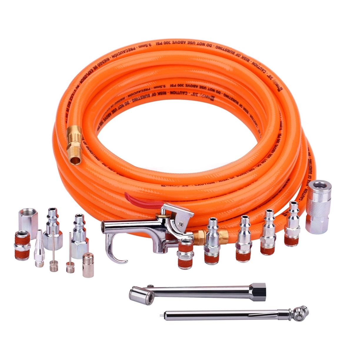 Picture of WYNNsky Babababgg WYNNsky 3/8&apos; X 25ft PVC Air Compressor Hose Kit With 17 Piece Air Tool and Air
