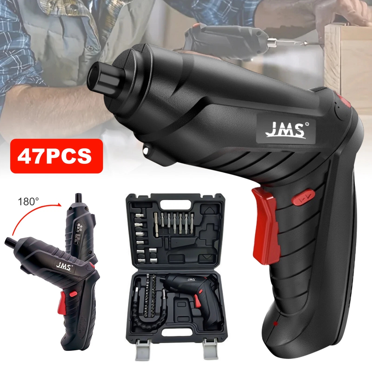 Picture of Shuone57 Mygdji Electric Screwdriver Drill Set 44 Bits Power Tool Rechargeable Wireless Cordless