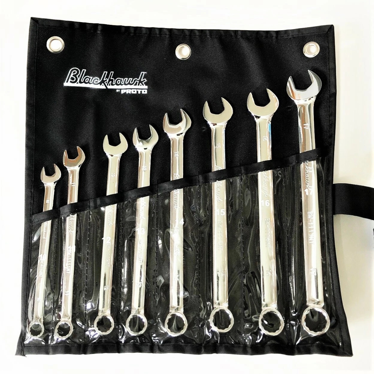 Picture of Blackhawk Peonto 8pc Blackhawk Proto Long Pattern Combination Wrench Set 12-Pt. METRIC BW-1108MTS
