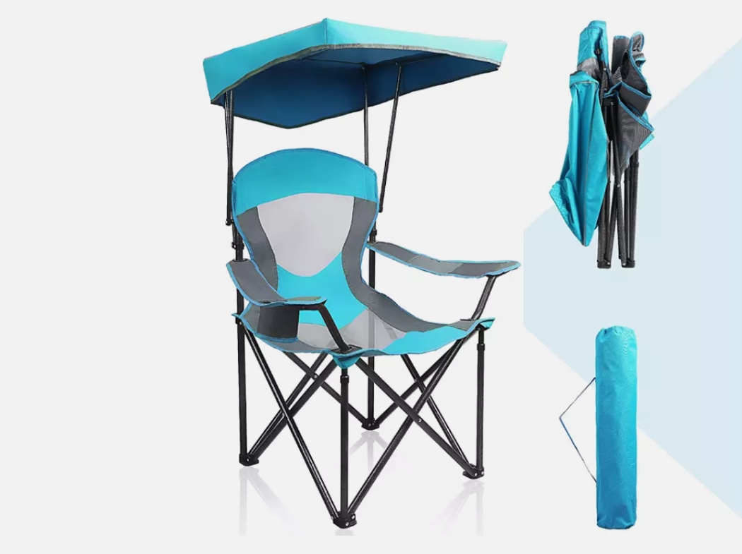 Picture of 212 Main GI107 Folding Camping Chairs With Canopy Shade Portable Heavy Duty Outdoor Beach Chair