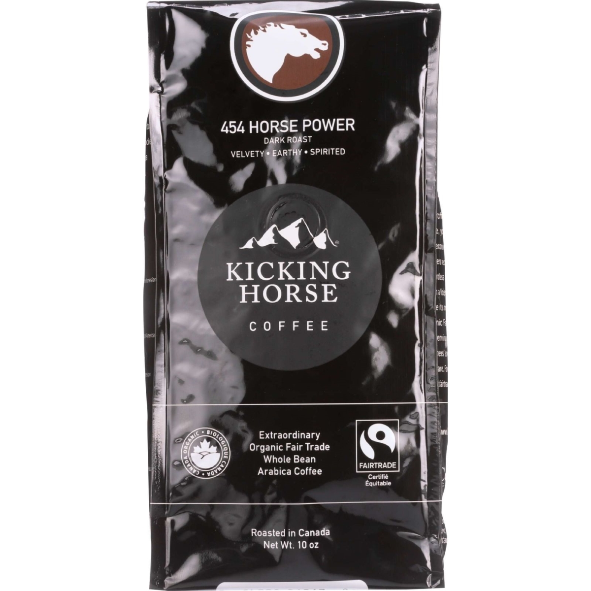 Picture of Kicking Horse 1263185 10 oz Organic 454 Horse Power Dark Whole Bean Roast Coffee